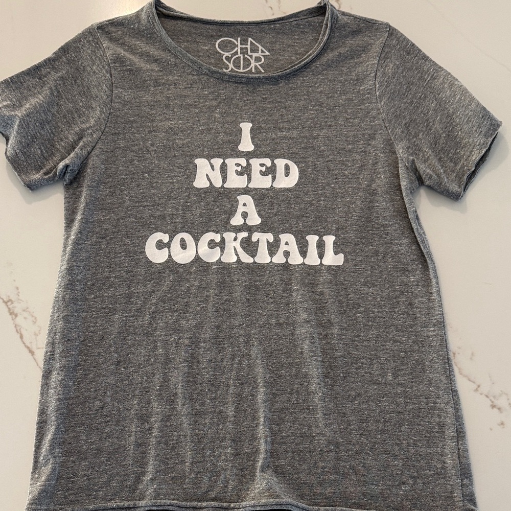 Chaser “I Need A Cocktail” Gray Graphic Tee